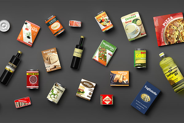 A spread of food products